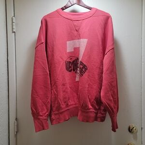 We The Free Over Sized Coral Graphic Crewneck Sweater
